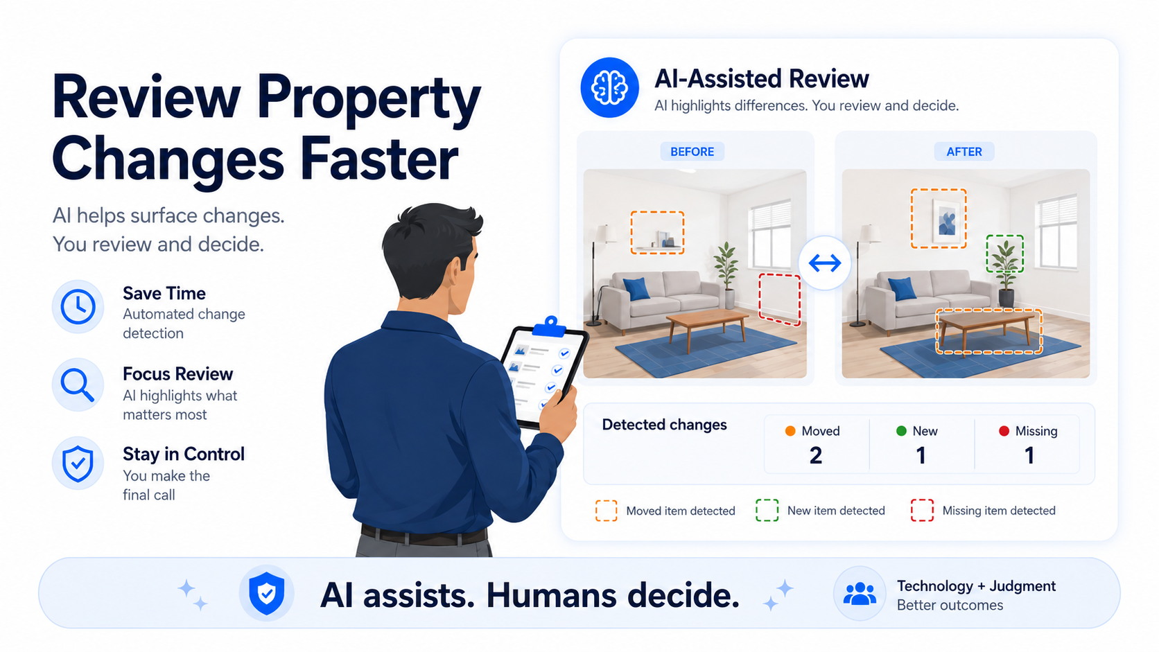 Educational concept illustration of AI-assisted property review dashboard