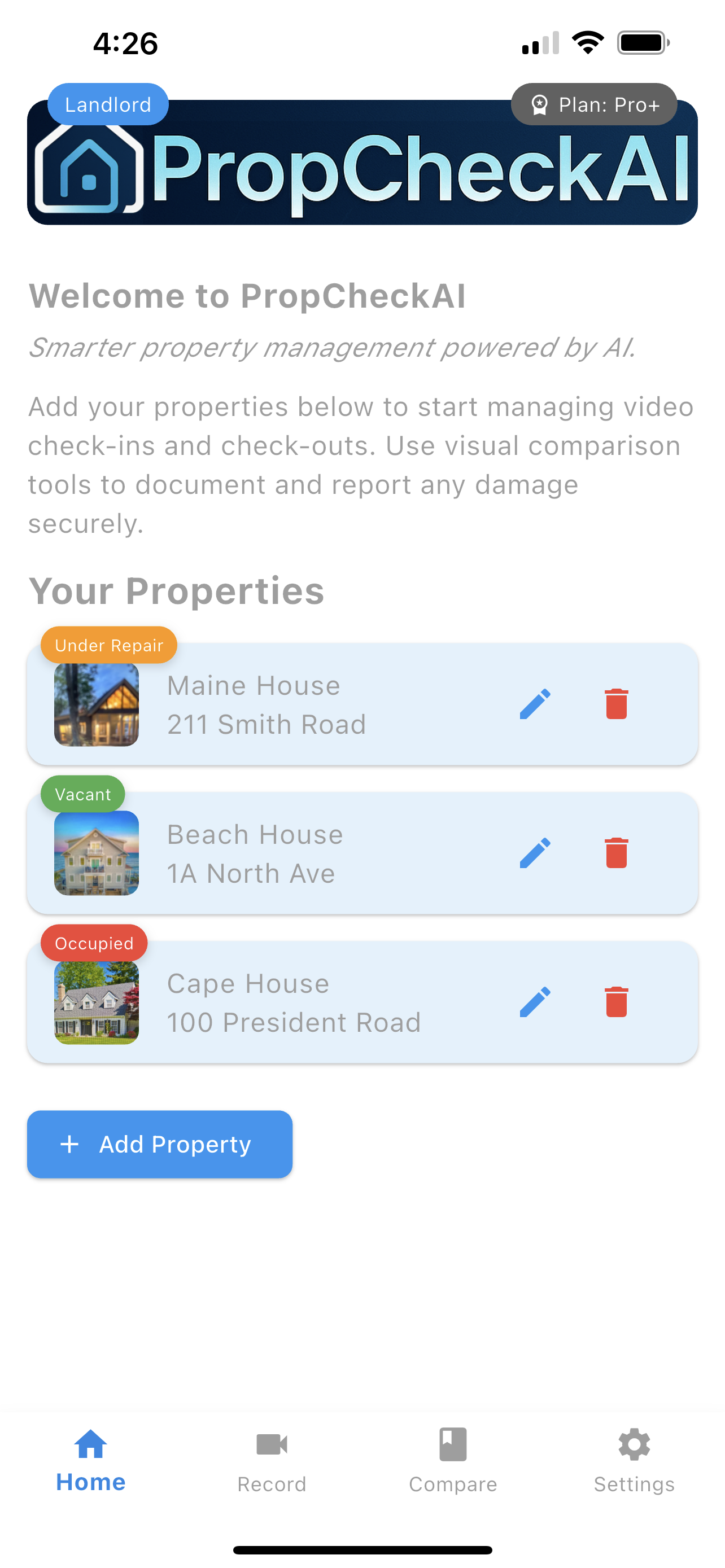 Home screen